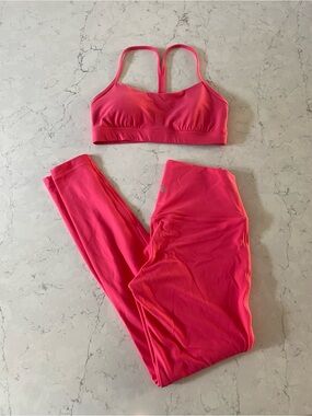 Lululemon Pink Flow Y Sports Bra and Align Leggings Matching Set